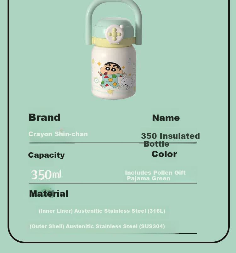 Crayon Shin-chan Stainless Steel Insulated Straw Cup Dual-Use Student School Water Bottle Direct Drinking Cup 8