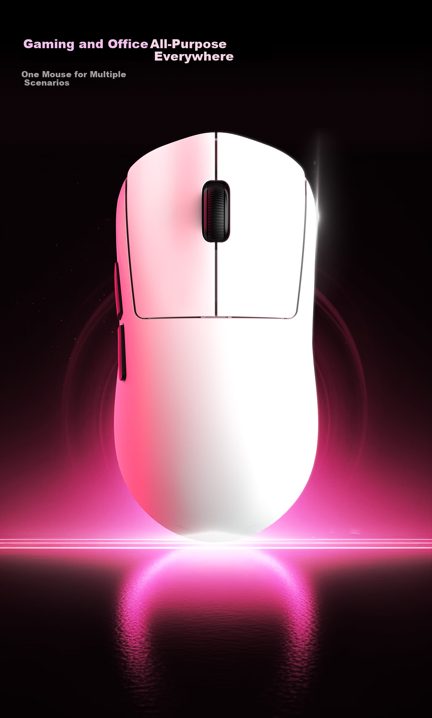 Hyeku H9 Wireless Mouse Gaming Office Lightweight Wired/2.4G/Bluetooth Tri-Mode Large Battery White 4
