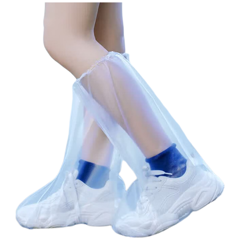 Chegui Mu Disposable Waterproof Rain Shoe Covers Non-Slip Transparent Thickened Plastic Rain Boots White 20-Pack