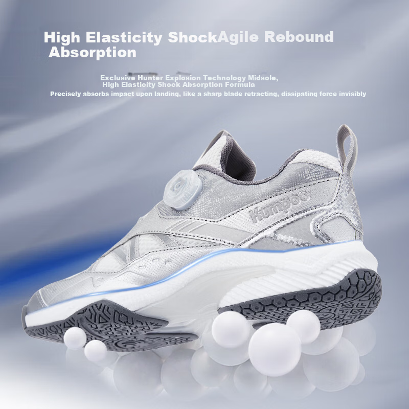 KUMPOO Badminton Shoes Yinren D68, Unisex Shock-Absorbing Non-Slip Breathable Xunfeng Button Sneakers, Silver, Size 37