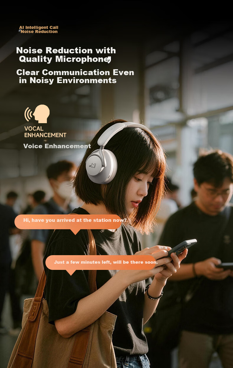 Mishua Awakening MAX [LHDC Certified | Ultra-Long Battery Life] AI Bluetooth Over-Ear Noise-Cancelling Gaming Headphones with Superior Sound Isolation for Apple and Huawei Phones 5