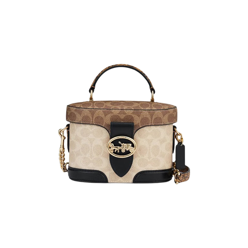 COACH GEORGIE Women's Black and Khaki Crossbody Handbag CBR31 Gift