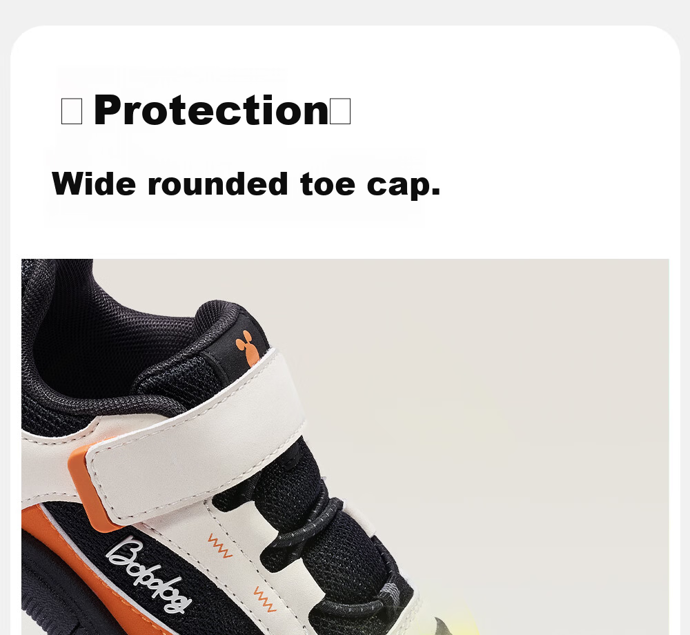 BOBDOG Toddler Baby First Walking Shoes 26 Spring New Boys Girls Soft Sole Non-Slip Functional Shoes Milk White/Black/Orange Size 24 9
