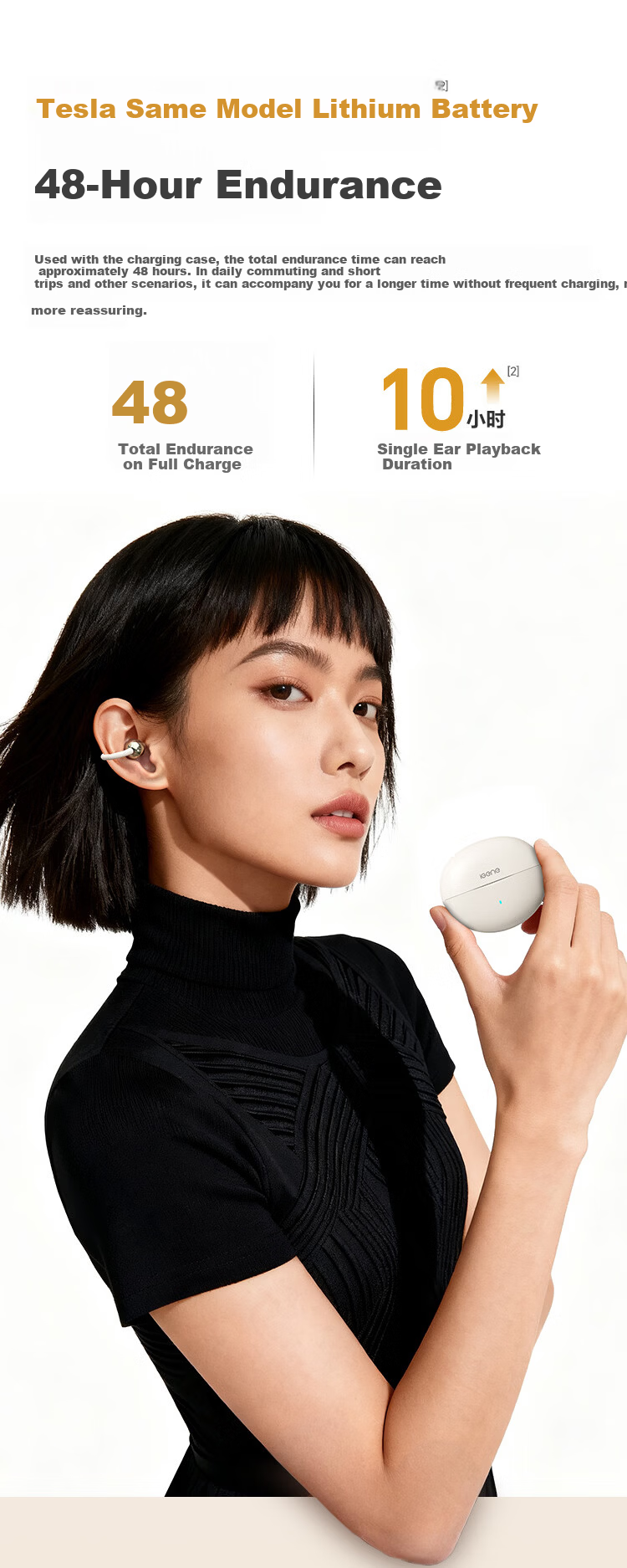 JiYin [Exquisite Fully Equipped 48 Hours] 6.0 Bluetooth Clip-On Earphones Music Sports Running Long Battery Life Open Non-In-Ear Bone Conduction Concept Ear Hook New Model Jinbang 10