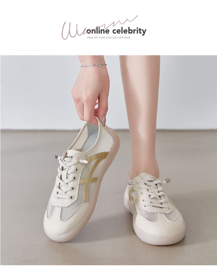 ZHR Women's Shoes, Summer New Style Mesh Breathable White Sneakers, Genuine Leather Training Sports Shoes for Women, A67E White Blue Size 37 30