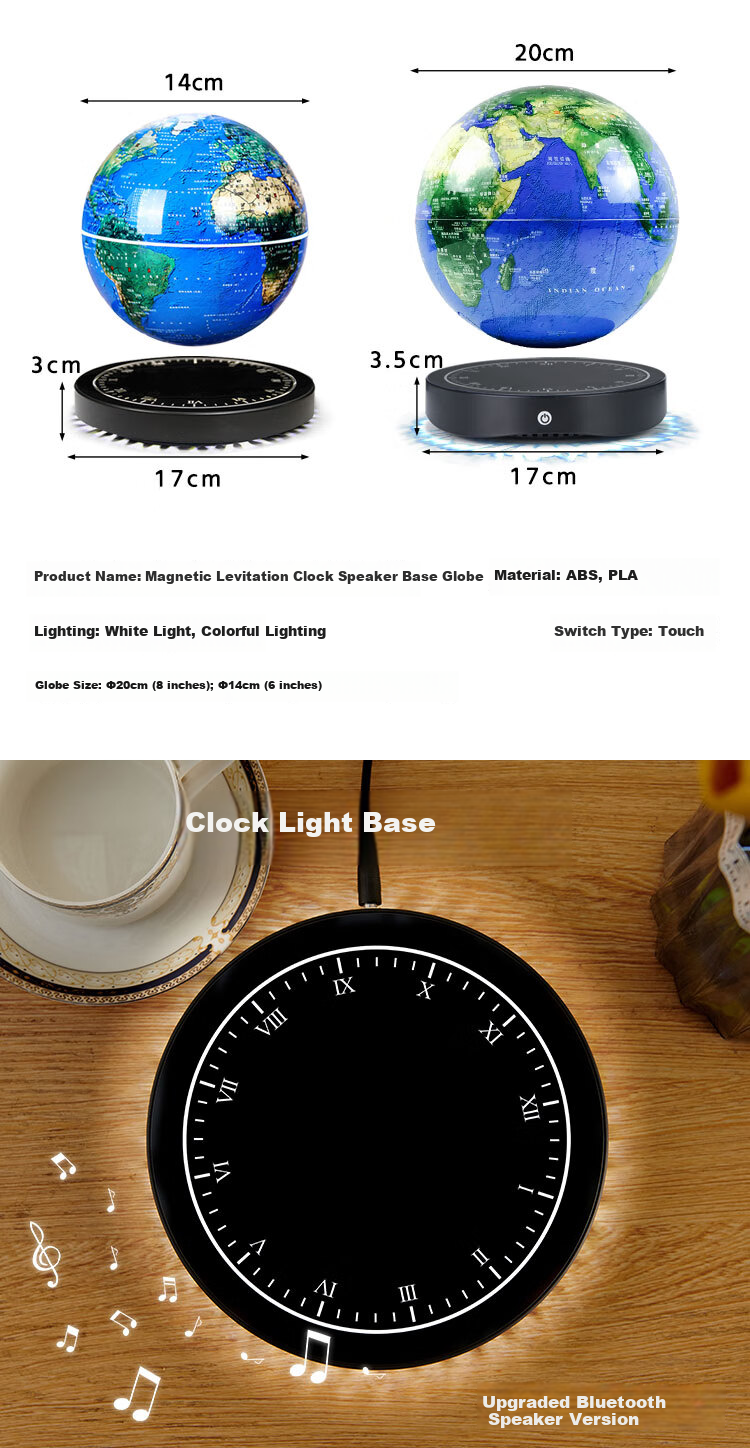 Hengyi Floating 3D Globe with Bluetooth Playback 20cm Illuminated Auto-Rotating Children's Toy New Year Gift 9