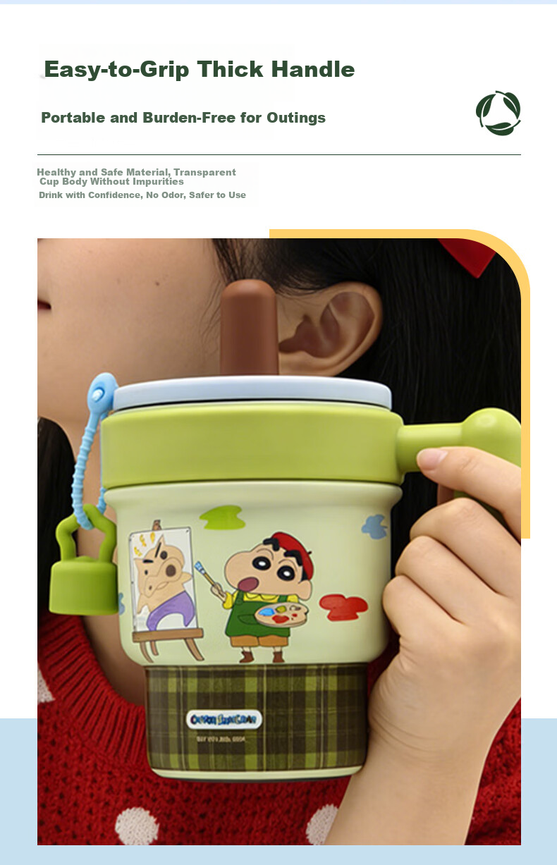 Crayon Shin-chan Girls Stainless Steel Insulated Straw Tumbler Large Capacity Water Bottle 7