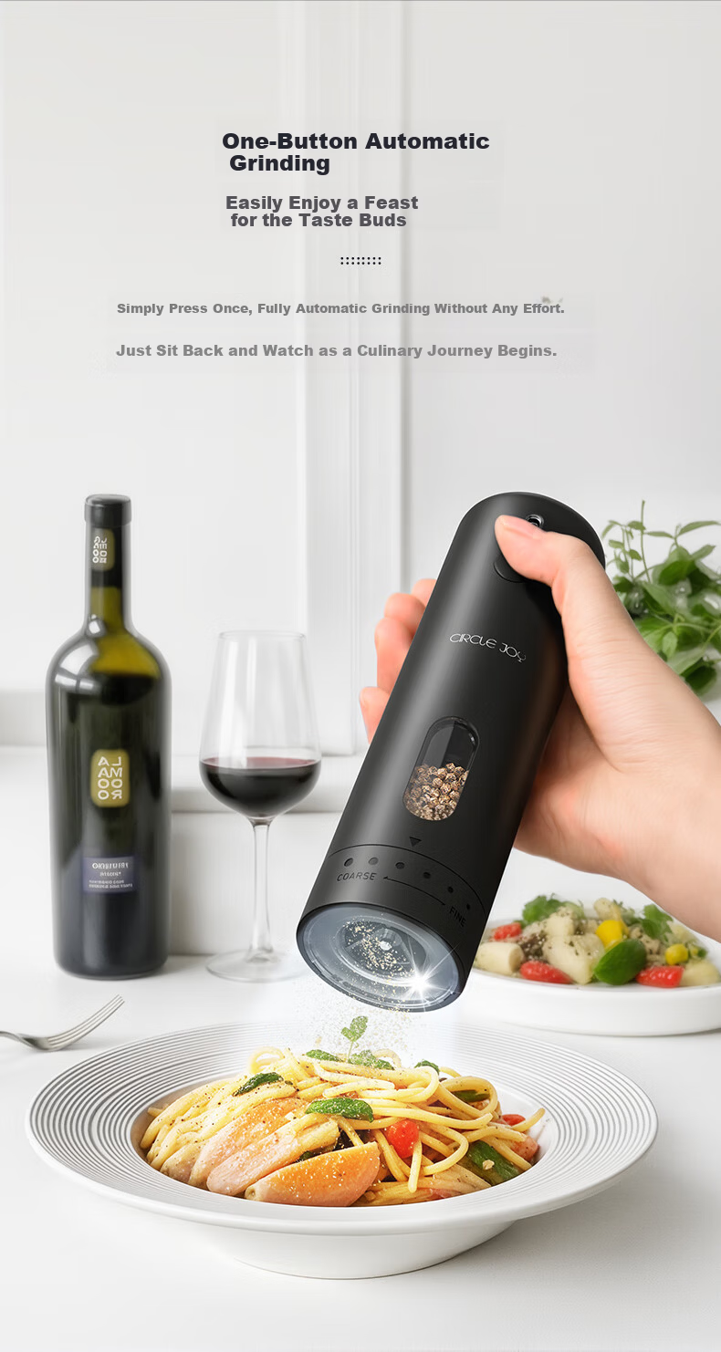 Circle Joy Stainless Steel Electric Pepper Grinder Rechargeable Adjustable Speed Household Spice Mill White 5