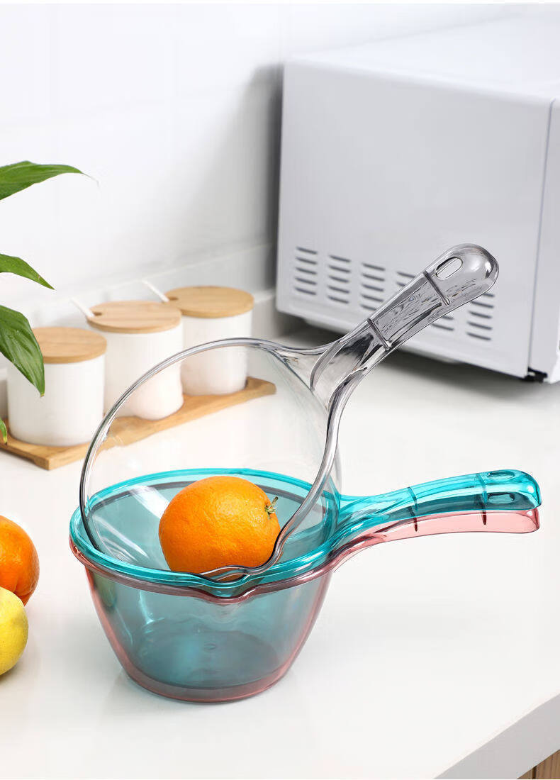Jiebi Plastic Kitchen Water Ladle Deepened Thickened Long Handle Household Water Scoop Single Pack 10