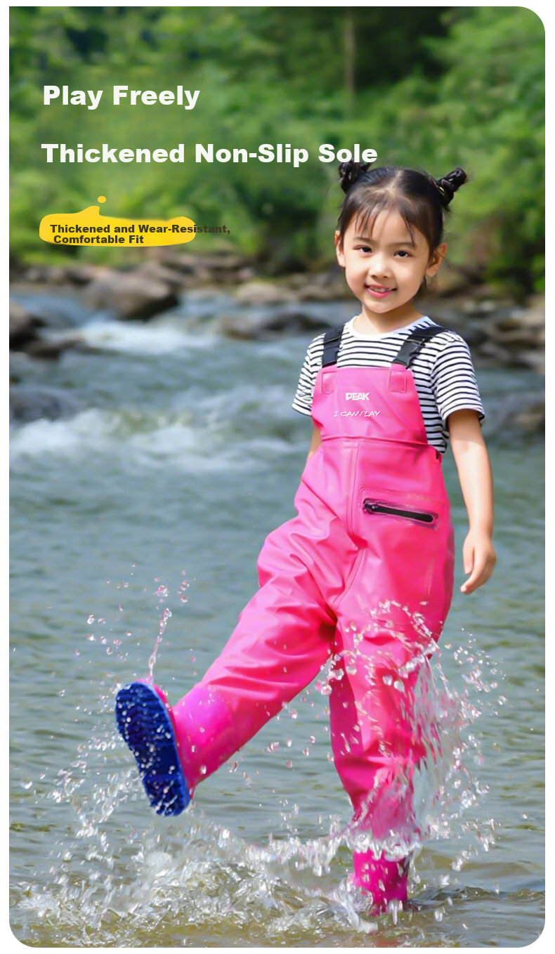 Peak Kids Waterproof Overalls Water Shoes Half-body Wading Pants Outdoor Fishing Beach Stream Hiking Pants Pink Size 31 3