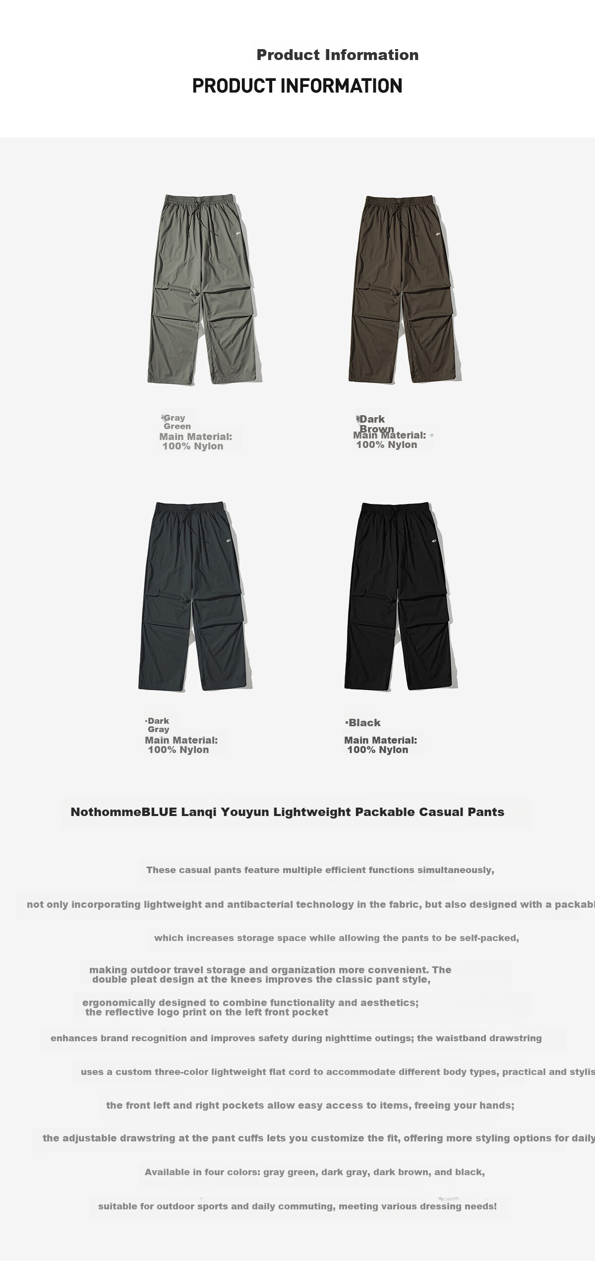 Lanqi Youyun Spring Summer Ultra-Light Ultra-Thin Antibacterial Casual Outdoor Lightweight Paratrooper Pants for Men Dark Brown M 2