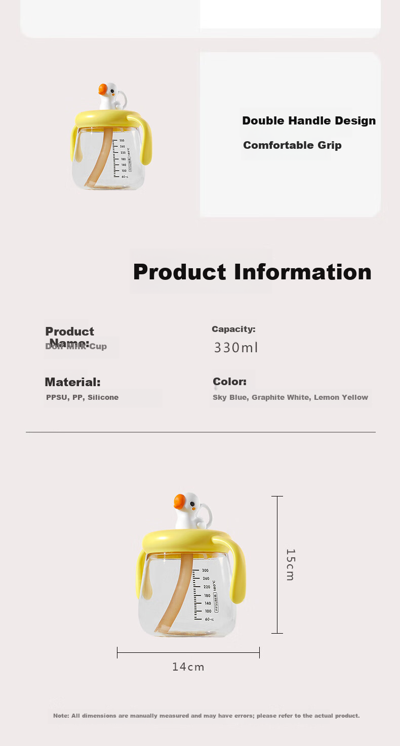 COODORA Children's Milk Cup PPSU Straw Cup 1-3 Years 6 Years Baby Feeding Bottle with Scale Direct Drinking Water Cup 330ml 12