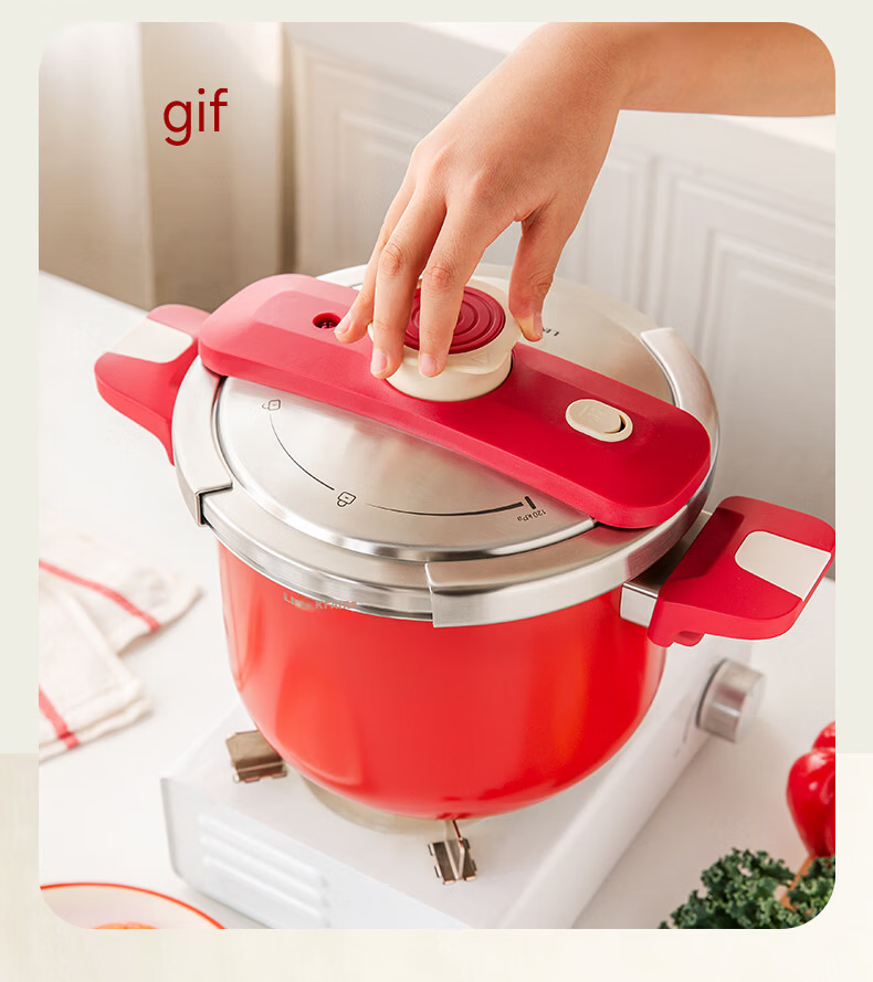 LINKFAIR High-Pressure Cooker Household Stainless Steel Explosion-Proof One-Touch Pressure Cooker Compatible with Gas and Induction Cookers 6