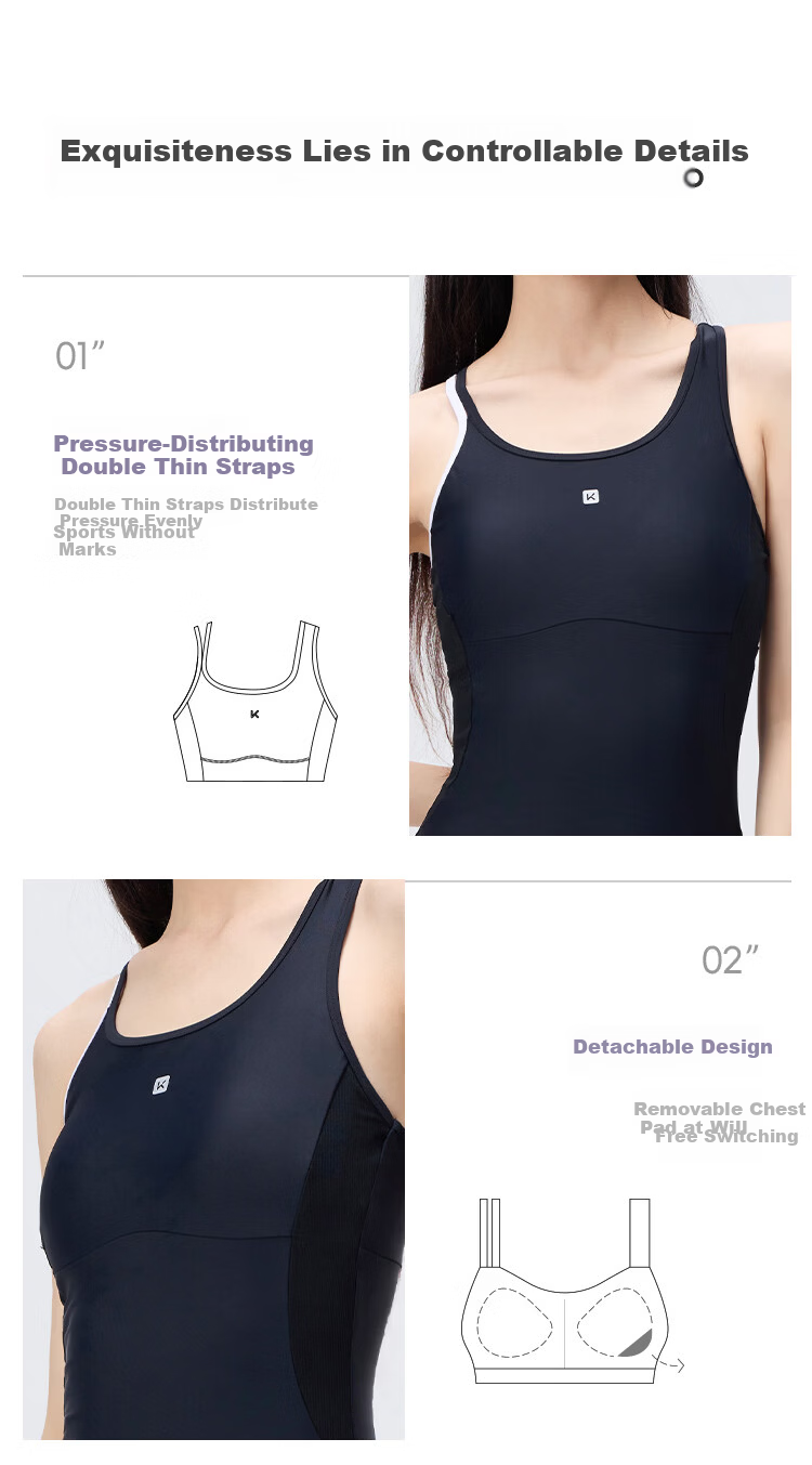 Keep Women's One-Piece Square-Leg Professional Swimsuit Plus Size Conservative Racing Training Swimwear 770 Black Purple L 8