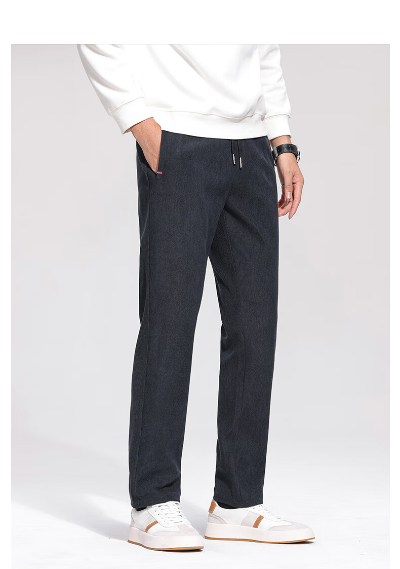 ROMON Men's Casual Corduroy Pants Autumn Business Commuting Straight Leg Trousers Black XL ZH502 11