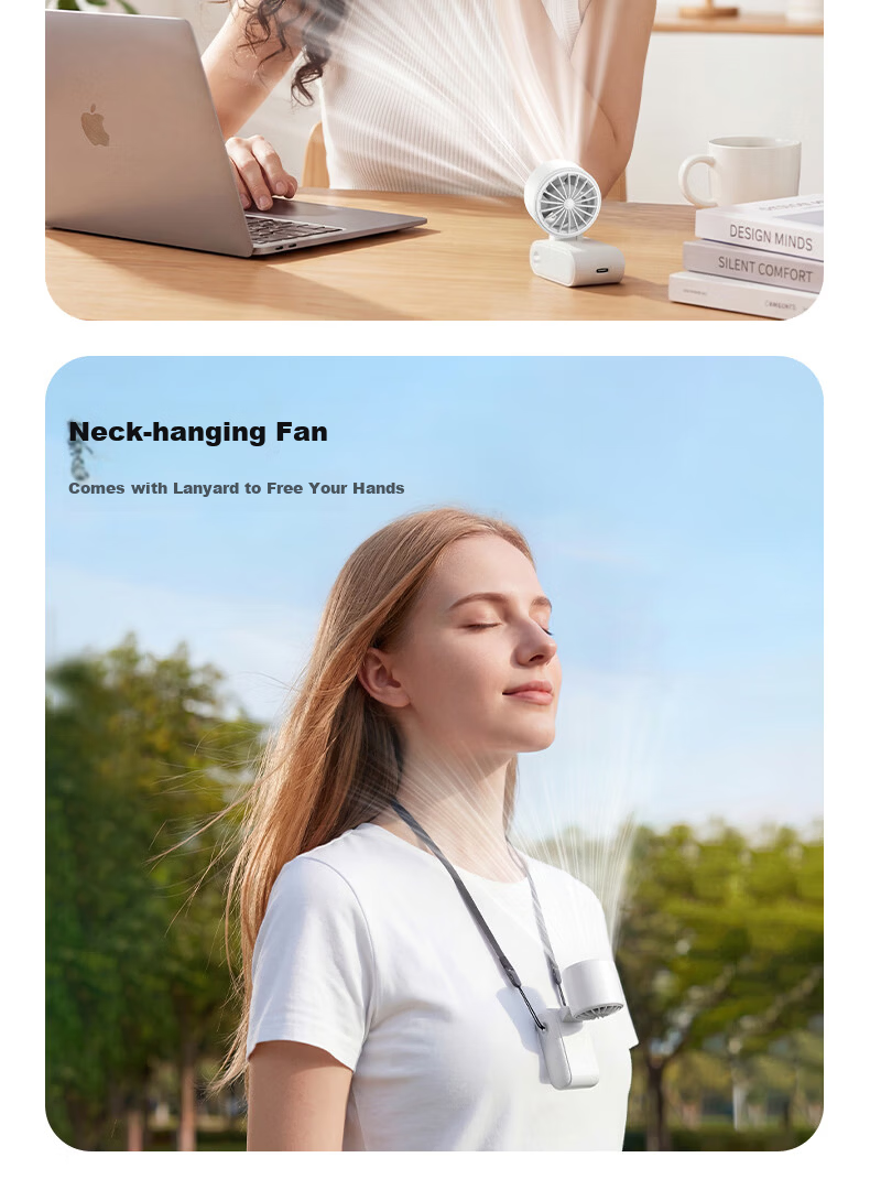 AUX Portable Mini Folding Air Conditioner Handheld Small Fan USB Rechargeable Silent Office Cooling Device 15