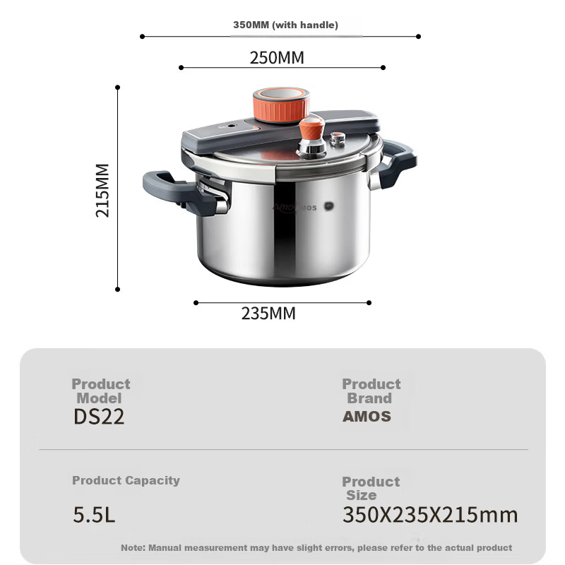 Amos Pure Titanium Pressure Cooker 4.5L Multi-Functional Single-Handed Lid Gas Stove Compatible DS20 17