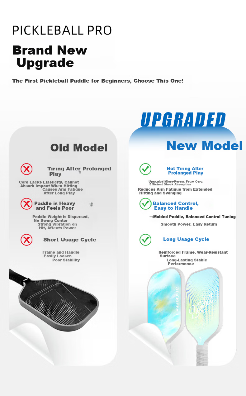 HEMMON Pickleball Paddle Fiberglass Double Paddle Set for Kids and Adults Beginner Universal 3