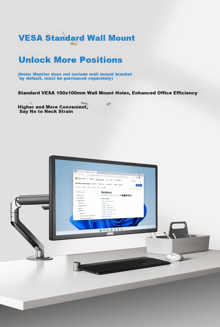 KVL 18.5 Inch Home Office Computer Monitor 75Hz HD VGA+HDMI Multi-Interface Display Wall-Mountable KV20 4