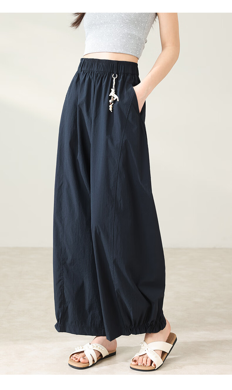 Xueqiman New Style Flower Bud Wide-Leg Pants Women Summer Thin Slim Ruffle Hem Small Size Nine-Point Casual Harem Pants 24