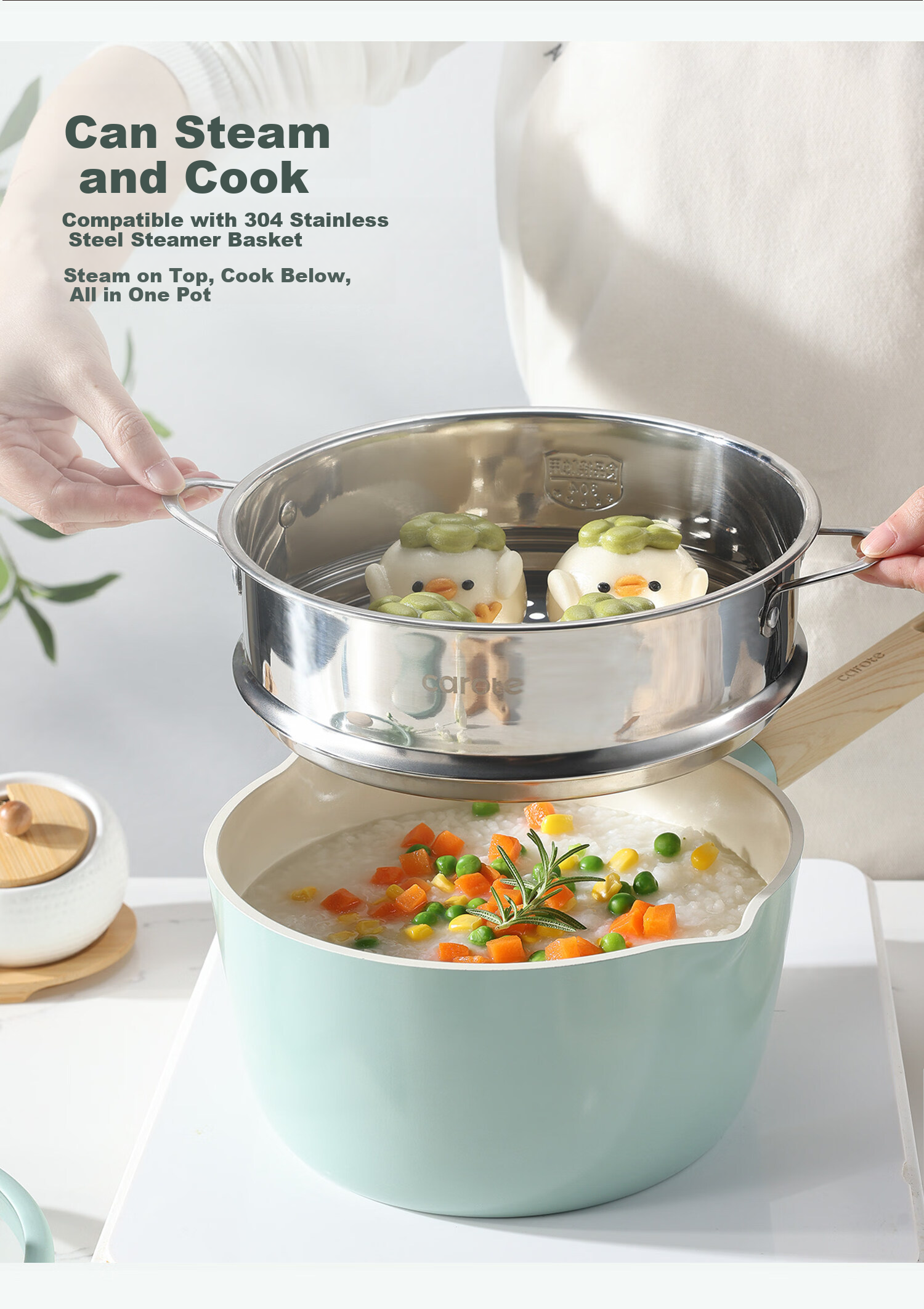 Carrot Non-Stick Milk Pot Baby Food Pot 0 Fluoride Non-Stick Milk Pan Instant Noodle Pot Gas and Induction Cooker Compatible 20cm 6