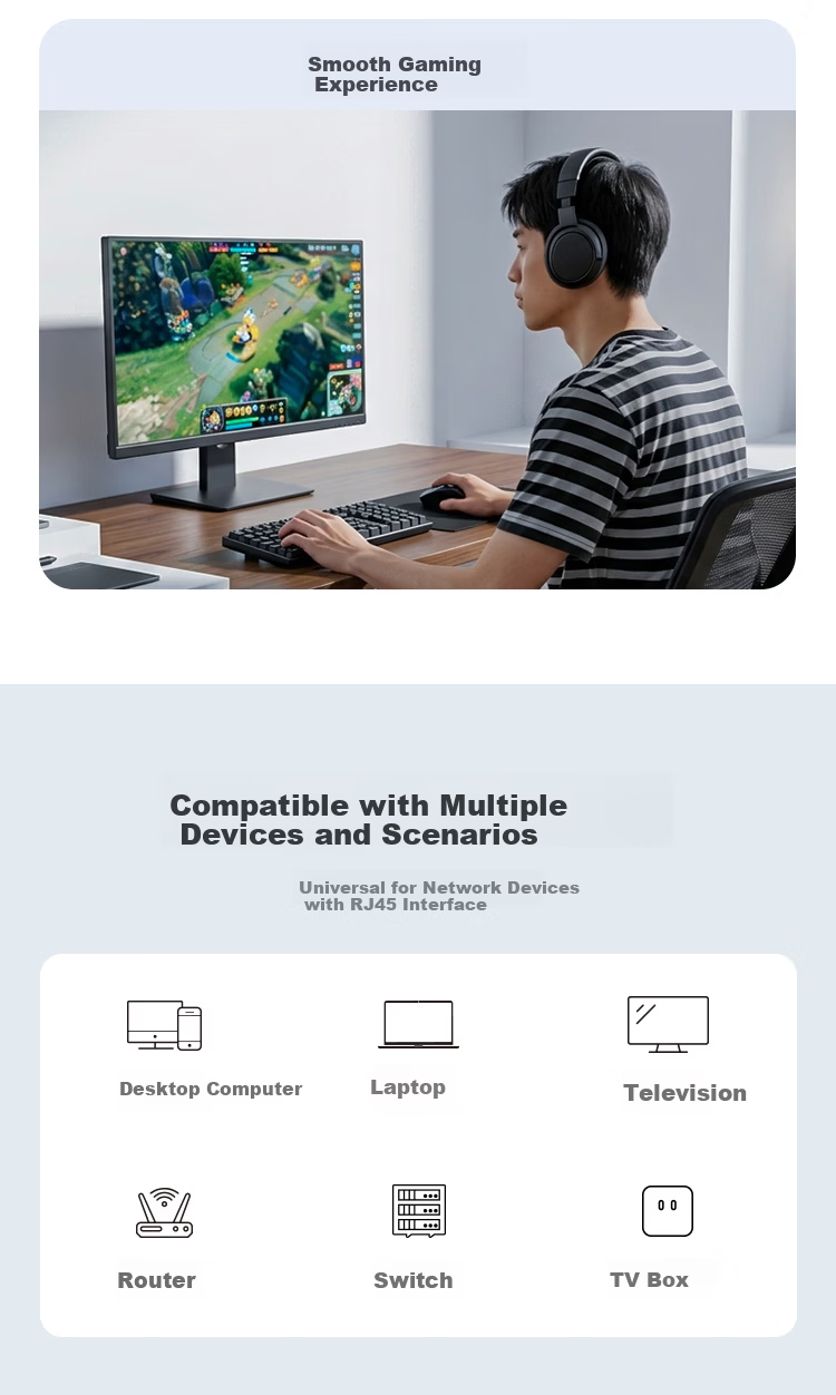 LITET CAT6 Ethernet Cable 20m Gigabit Broadband Cable CAT6 Home Computer Router 5G Network Engineering Surveillance 8-Core Finished Patch Cord 2.5G Black Z6-200BK 7
