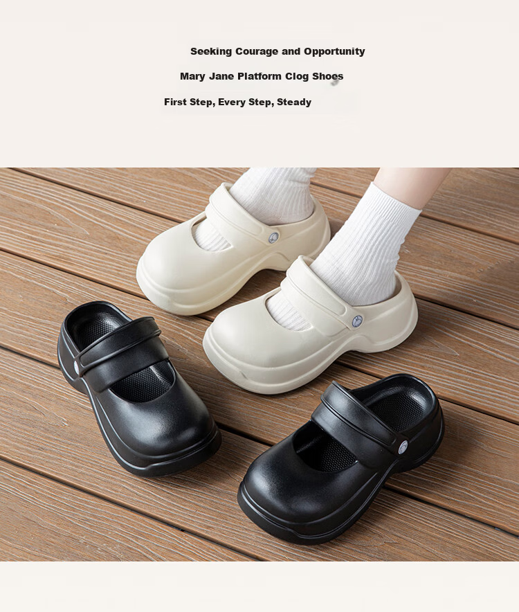 MashiMaro Mary Jane Clog Women's Thick Sole Height Increasing Closed Toe Sandals 9
