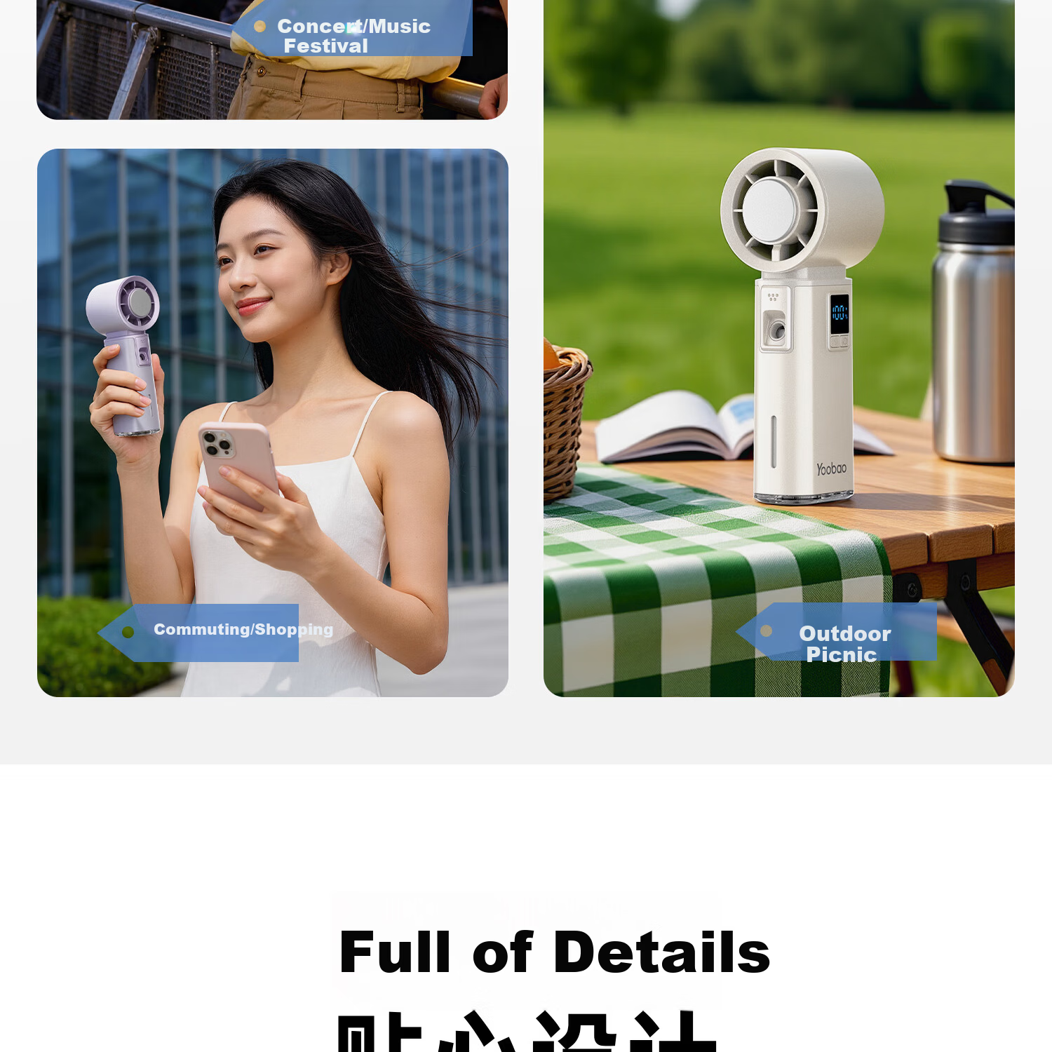 Yoobao Handheld Mini Fan, Semiconductor Cooling, Rechargeable, Long Battery Life, Quiet, Portable, for Summer Outdoor Camping, Student Cooling Device 22