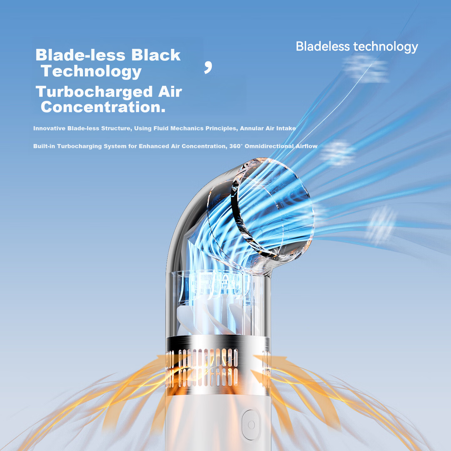 Bashidai Mini Portable bladeless fan handheld small long battery life desktop office silent cooling high-speed energy-saving bendable outdoor white