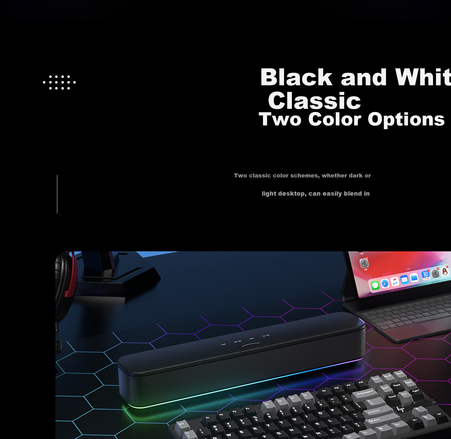 HP Konggu Bluetooth Wired Desktop Computer Subwoofer Touch RGB Gaming Soundbar Black 7