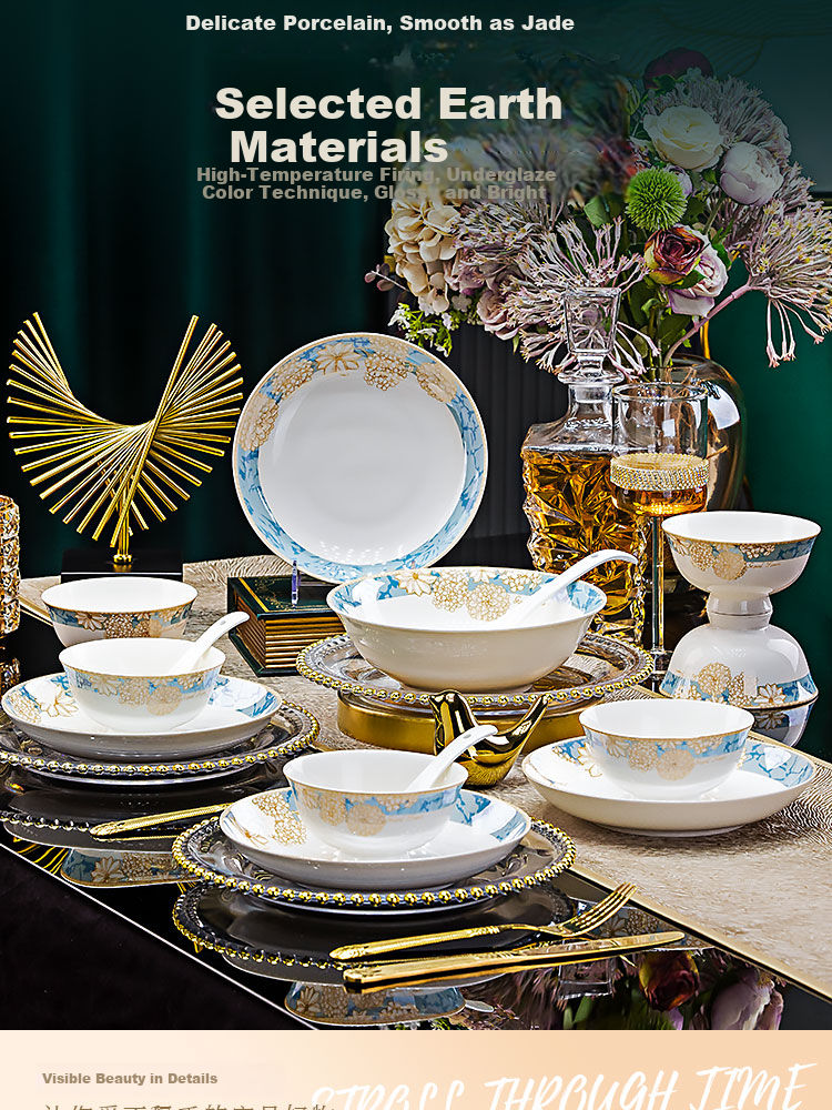 Pearson Jingdezhen Ceramic Dinnerware Set Autumn Melody 24-Piece Bowl and Plate Set Housewarming Gift 3