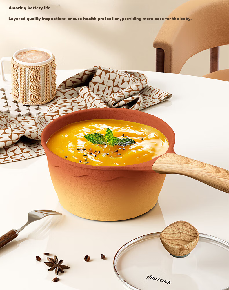 Amercook Clay Milk Pot Non-Stick Baby Food Pot Instant Noodle and Porridge Cooking Pot Amir Pot for Home Induction Cooker and Gas Stove 16