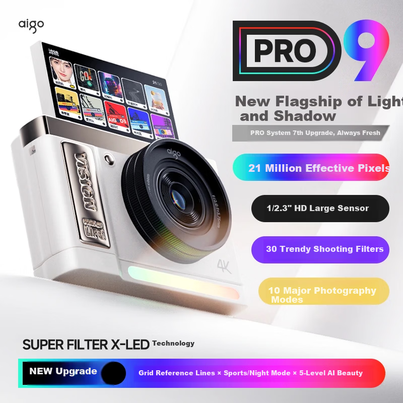 Patriot D9/E9PRO Flip Screen Selfie Student Digital Camera Birthday Gift for Girls Entry-Level Campus HD Travel Alternative CCD White 128GB Children's Day Gift