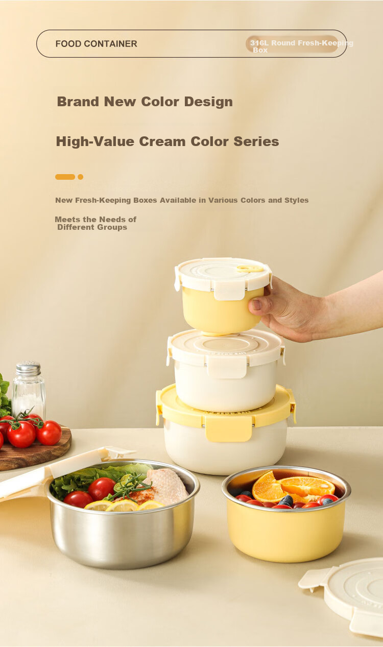 Wuxinzhizao 316L Stainless Steel Sealed Lunch Box with Lid Microwaveable Fruit Bento Box Natural Color 300ml 8