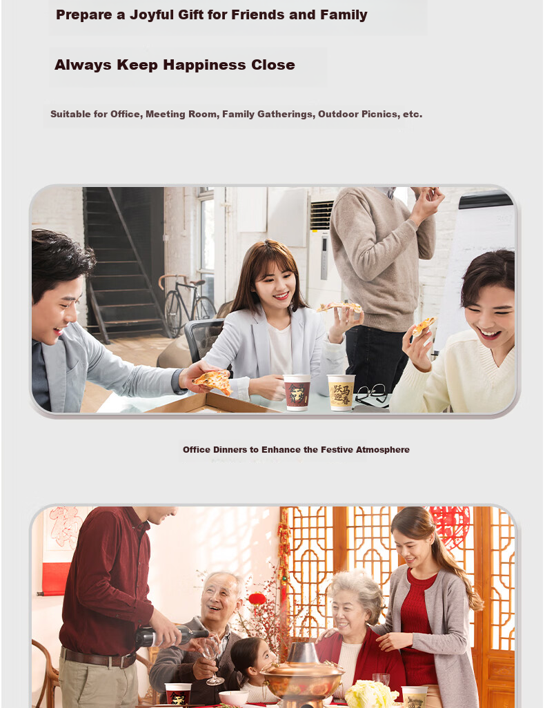Deli Red Festive Thick Paper Water Cup for Housewarming, Moving, Celebrations And Gatherings, Good Luck for New Home 15