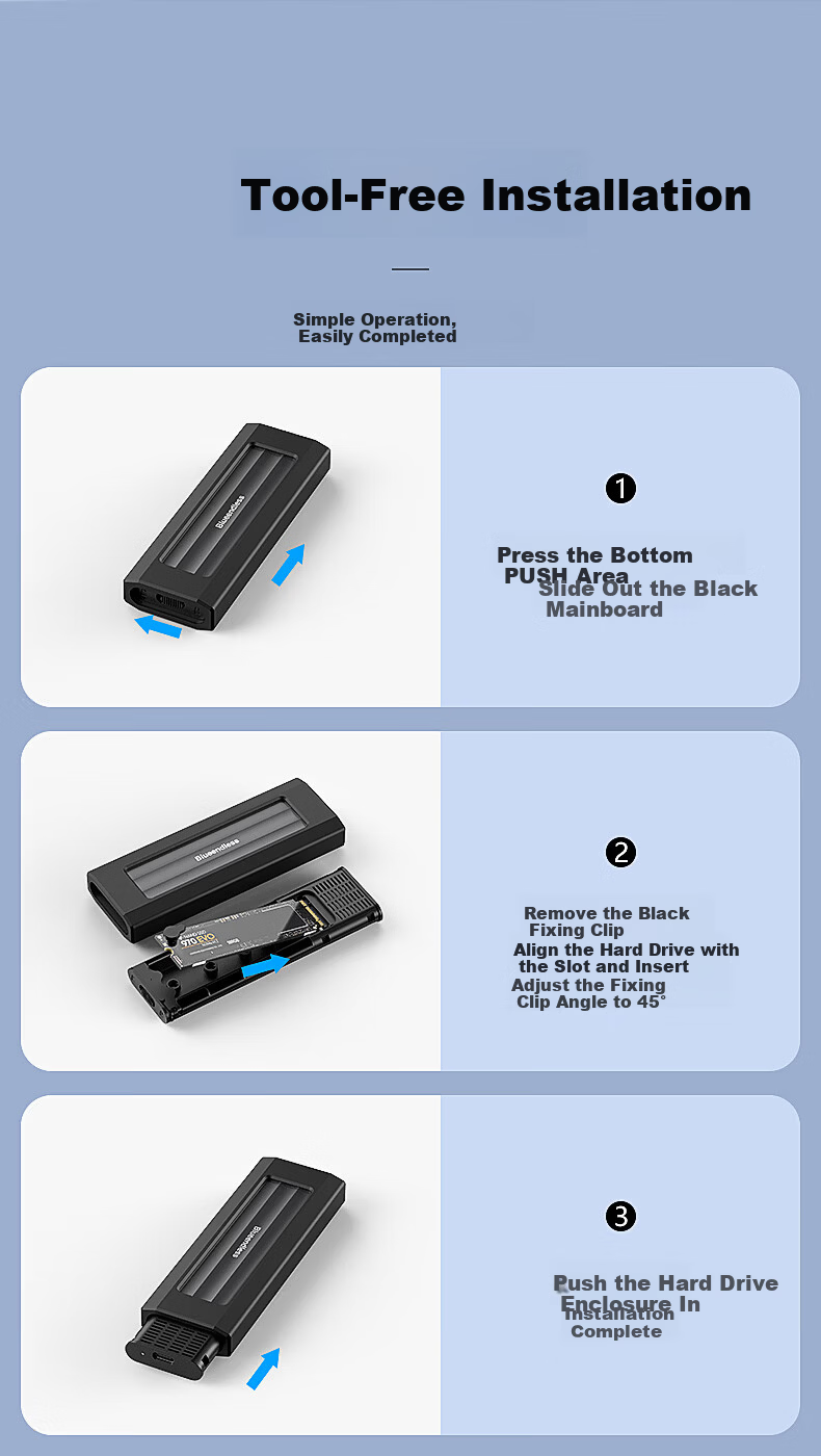 BLUEENDLESS Lanshuo SSD Solid State Drive Storage Box Waterproof Dustproof with Built-in Sponge Pad for 4 Drives Compatible with 2230 to 2280 SSDs Blue Single Box 10