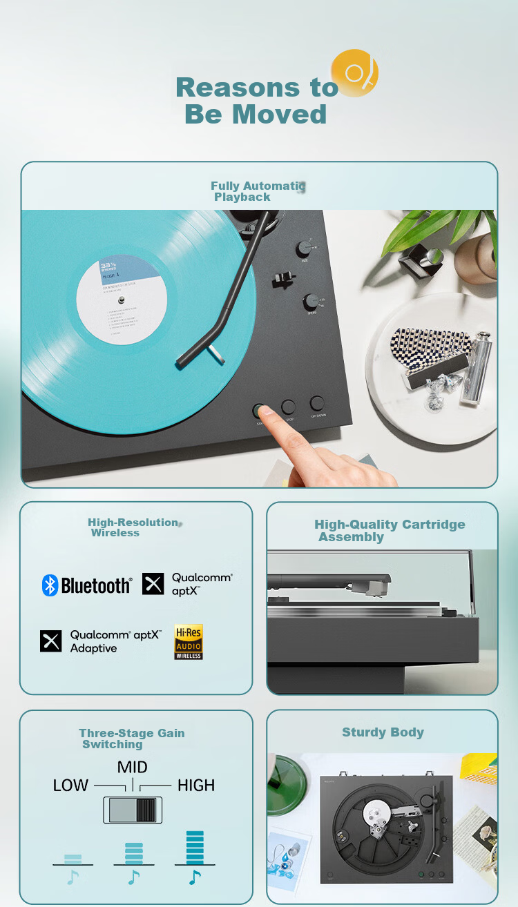 SONY PS-LX5BT Bluetooth Wireless Turntable Vintage Record Player Vinyl Record Player 1