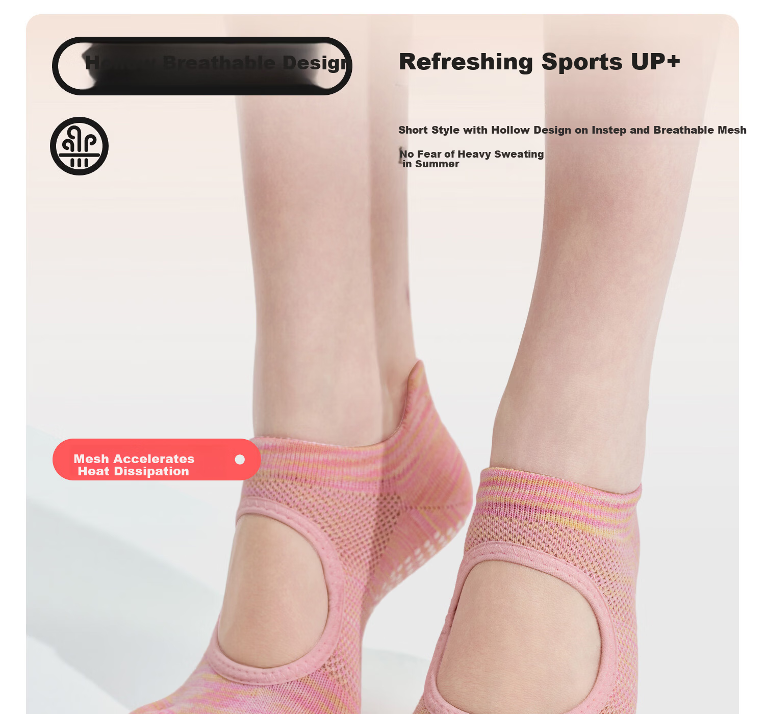 Yottoy Gradient Dyed Non-Slip Yoga Socks for Women Pilates Five-Toe Shoes Summer Indoor Sports Fitness Toe Separator Short - Purple 13