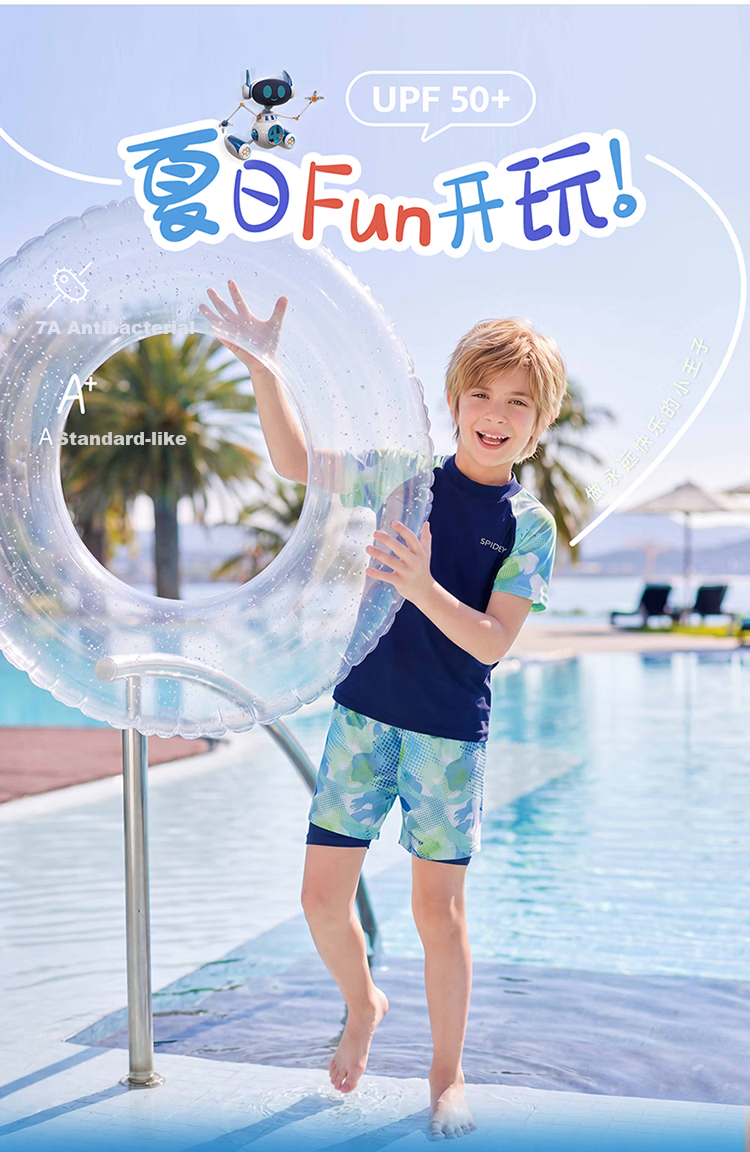 Disney Boys Two-Piece Swimsuit Youth Sun Protection Children's Swimwear D36113S2I Navy Blue Size 130 1
