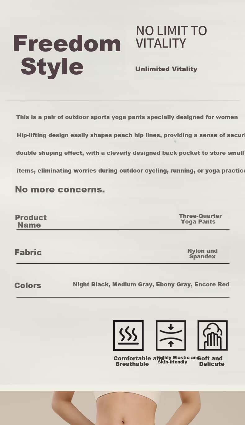 Free Style Women's 3/4 Yoga Pants Summer High-Waist Butt-Lifting Sports Shorts Pilates Training Running Fitness Cycling Pants 1