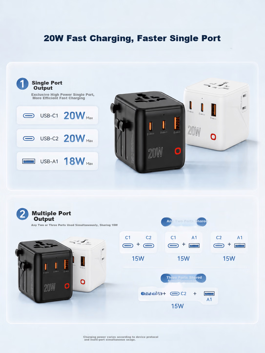 JD Global Universal Travel Adapter Multi-Country Power Socket Converter for Europe/UK/Hong Kong & Macau/USA/Japan/Malaysia 4