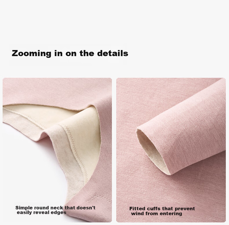 Songshan Cotton Store Thermal Underwear with Silk and Cashmere Patches Autumn Winter Fleece Lined Base Layer Top and Bottom Anti-Static Breathable Women's Thermal Pants 20