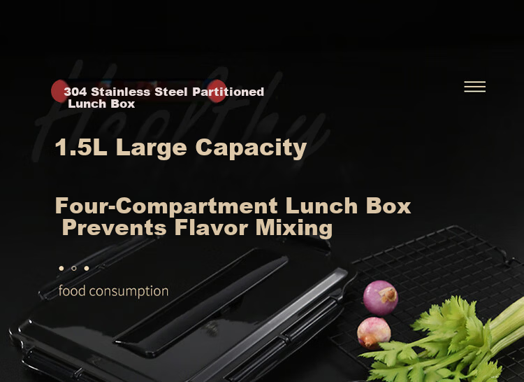 MAXCOOK 304 Stainless Steel Lunch Box, Microwave-Safe 5-Compartment Insulated Student Lunch Box with Utensils, 1.6L Orange MCFT5289 1