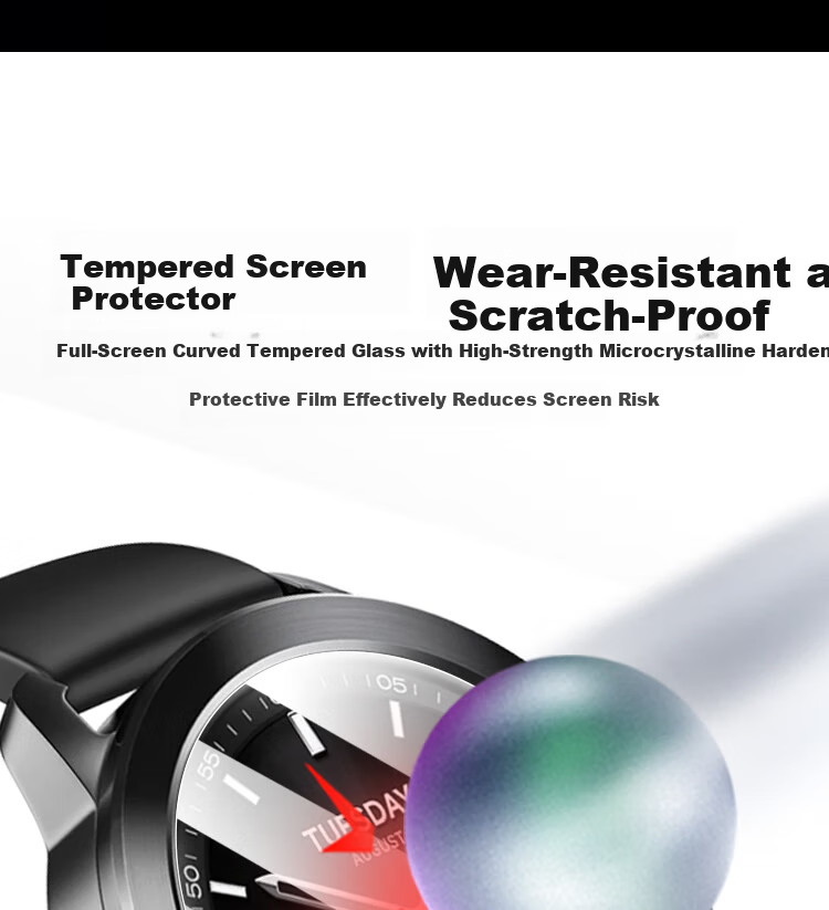 ESCASE 2-Pack Tempered Glass Screen Protector for Xiaomi Watch S4 41mm Full Coverage HD Anti-Fingerprint Shockproof Film 5