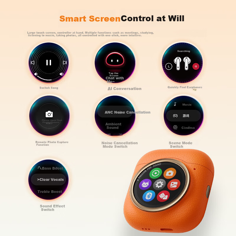 EDIFIER Lolli5 ANC True Wireless Noise Cancelling Bluetooth Earphones Large Round Screen Earbuds Translation Earphones Compatible with Apple Huawei Xiaomi Phones Beach White