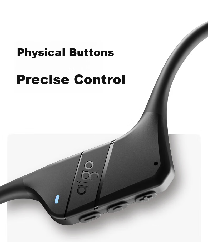 Aigo Bluetooth Earphones True Bone Conduction Earhook Sports Wireless IP68 Dustproof Waterproof MP3 Compatible for Kids Running Cycling GS08max Black 15