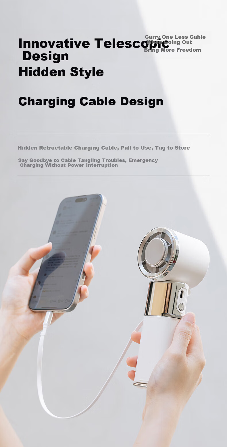 Viken Handheld Mini Fan High-Speed Cooling Portable Neck Hanging Small Electric Fan Power Bank 10000mAh for Outdoor Travel 16