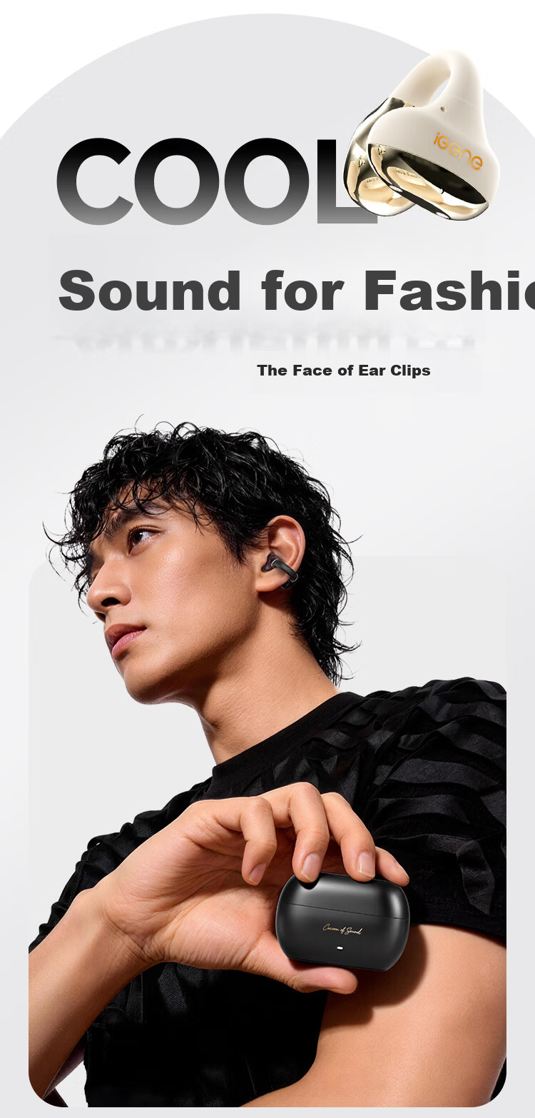 Jiyin [Slight In-Ear Sports Ear Clip] Bluetooth 6.0 Ear Clip Open-Style Running Music Gaming Noise-Cancelling Long Battery Life Bone Conduction Concept Wireless Ear Hook V17 7