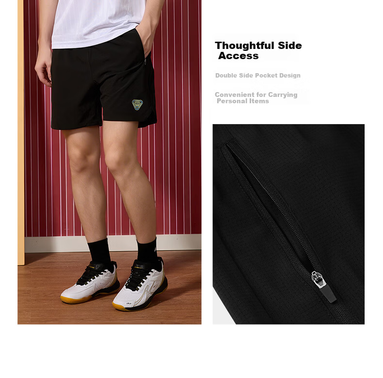 KAWASAKI Unisex Badminton Shorts Professional Quick-Dry Black M 10
