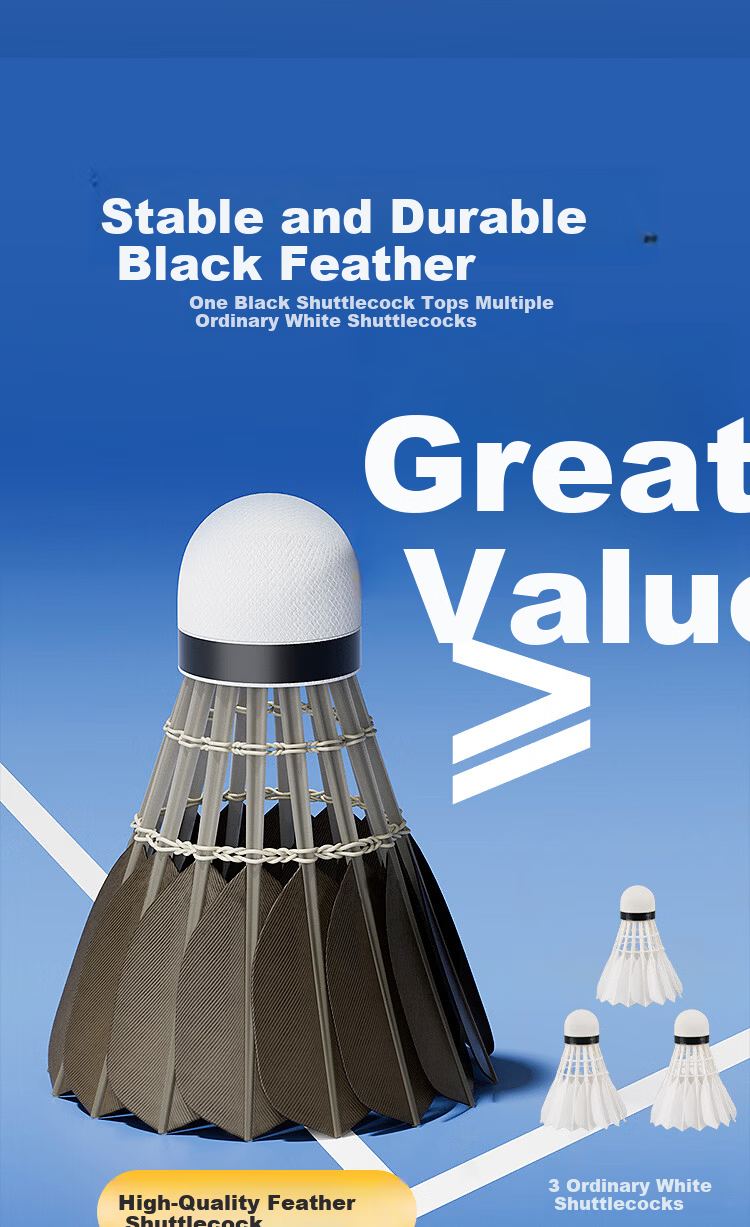 KASON Li-Ning Kason KGB03 Authentic Professional Training Badminton Durable Outdoor Windproof Black Goose Feather Shuttlecock 10